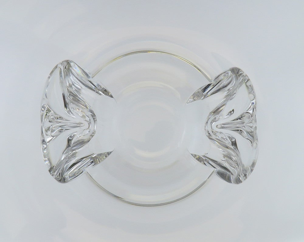 Steuben Modernist Art Glass Fruit Centerpiece Basket Shaped Bowl 10X11.5"