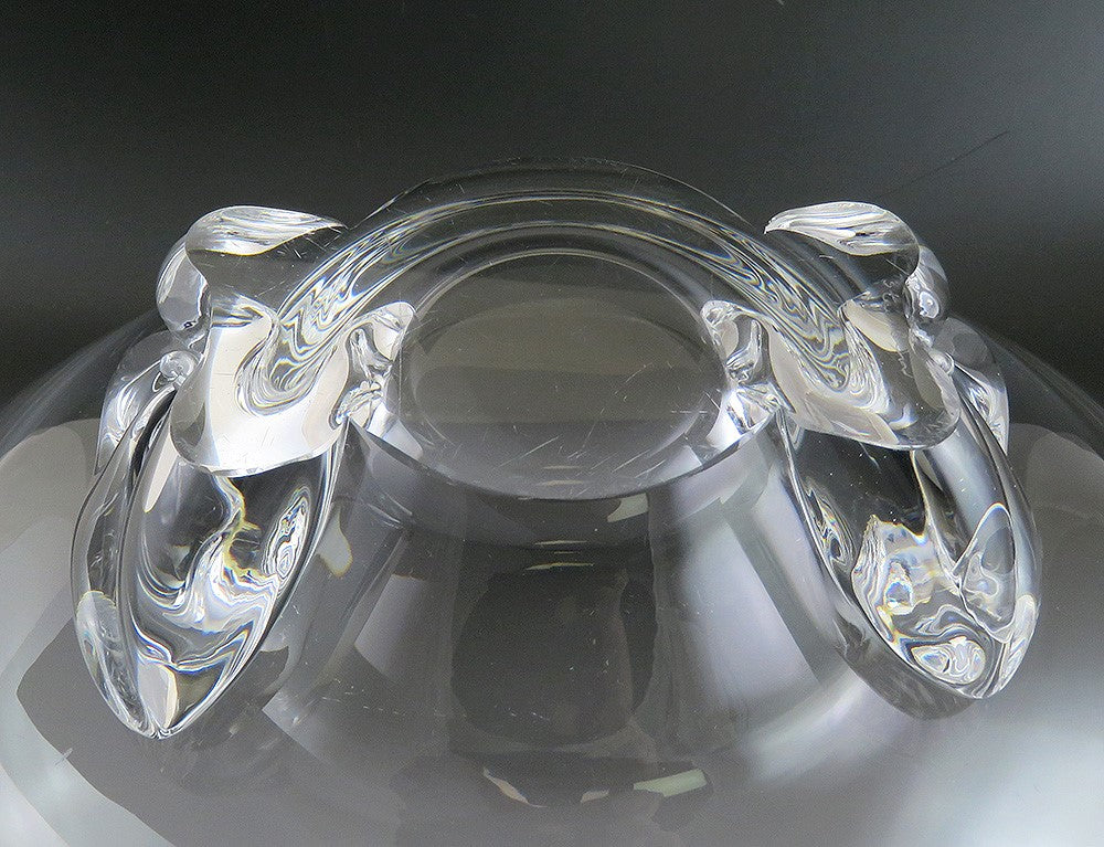Steuben Modernist Art Glass Fruit Centerpiece Basket Shaped Bowl 10X11.5"
