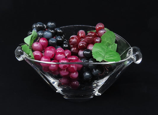 Vintage Signed Steuben Scroll Handle Oval Art Glass Bowl Vase George Thompson