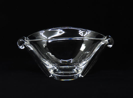Vintage Signed Steuben Scroll Handle Oval Art Glass Bowl Vase George Thompson