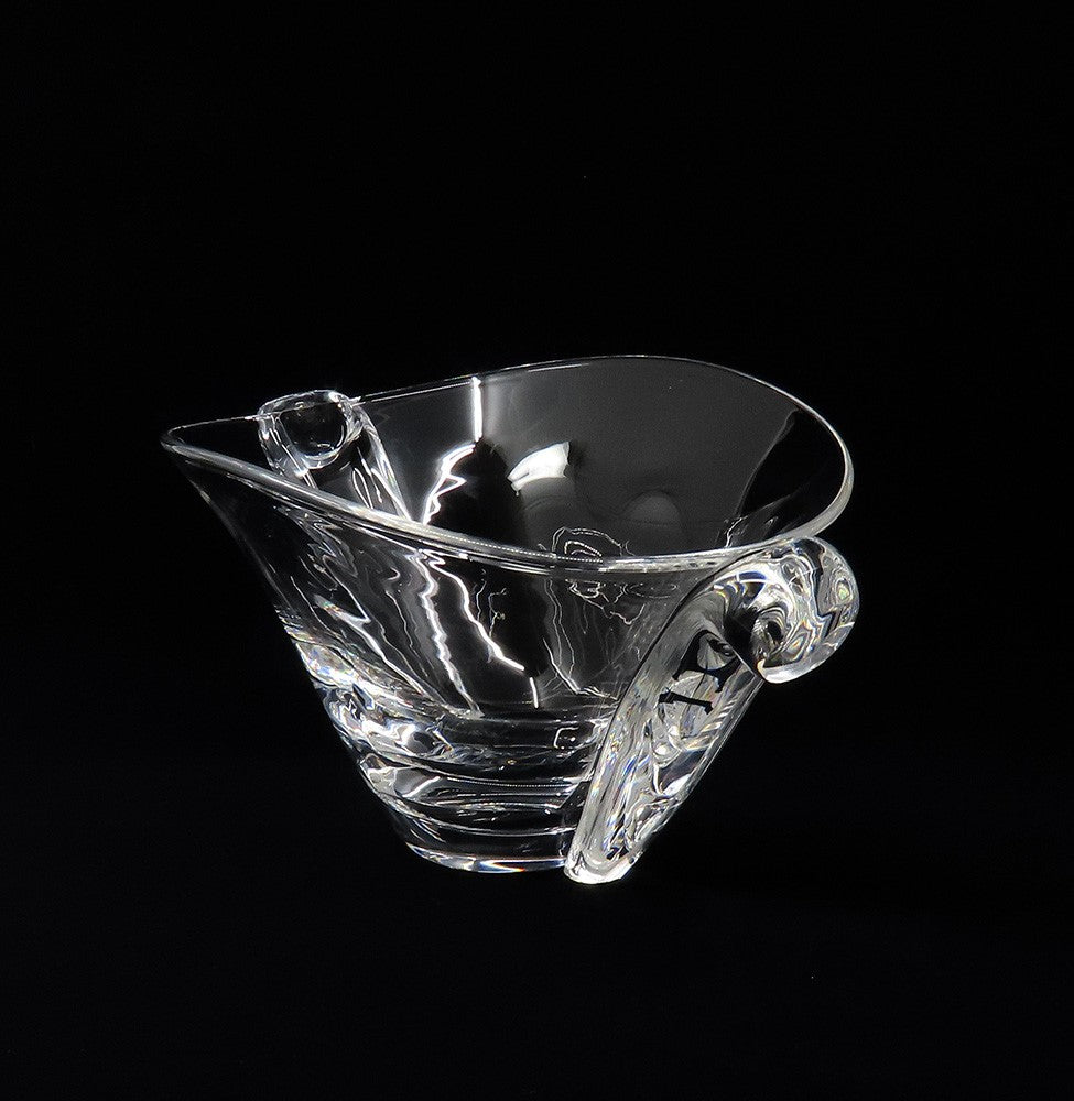 Vintage Signed Steuben Scroll Handle Oval Art Glass Bowl Vase George Thompson