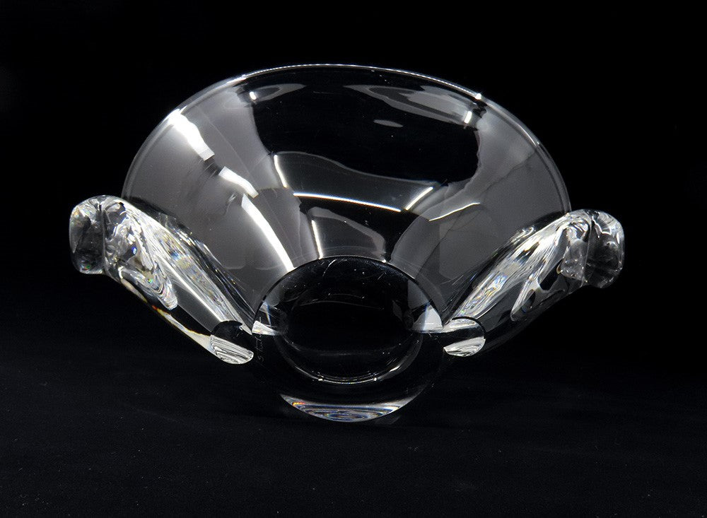 Vintage Signed Steuben Scroll Handle Oval Art Glass Bowl Vase George Thompson