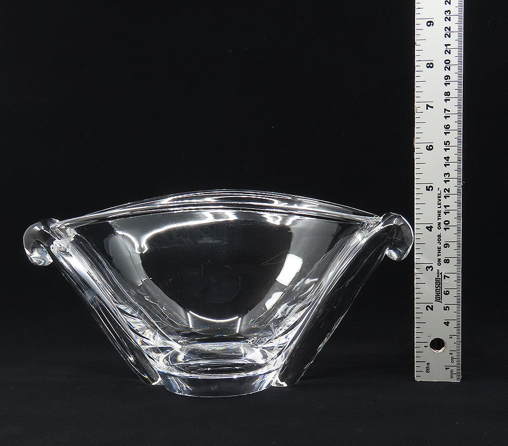 Vintage Signed Steuben Scroll Handle Oval Art Glass Bowl Vase George Thompson