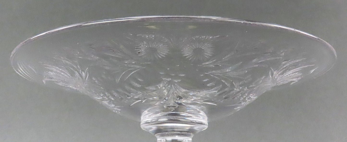 Stunning Pairpoint Glass Crystal Tazza Compote Hand-Cut Floral Pattern