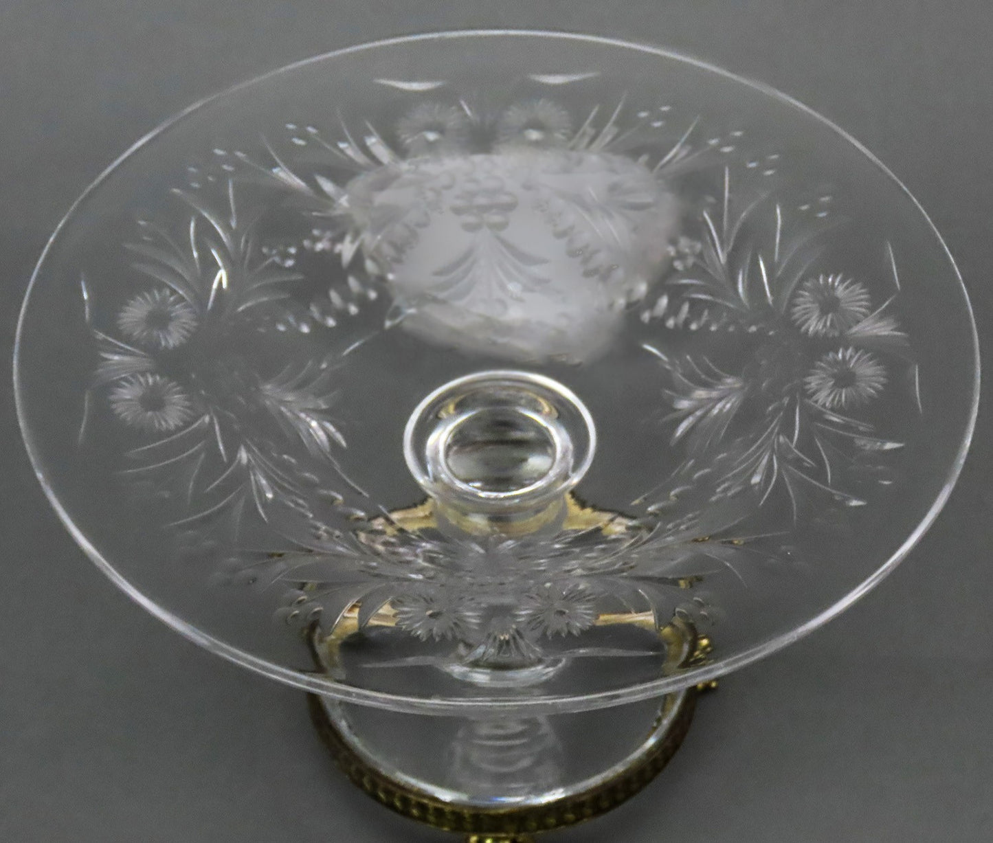 Stunning Pairpoint Glass Crystal Tazza Compote Hand-Cut Floral Pattern