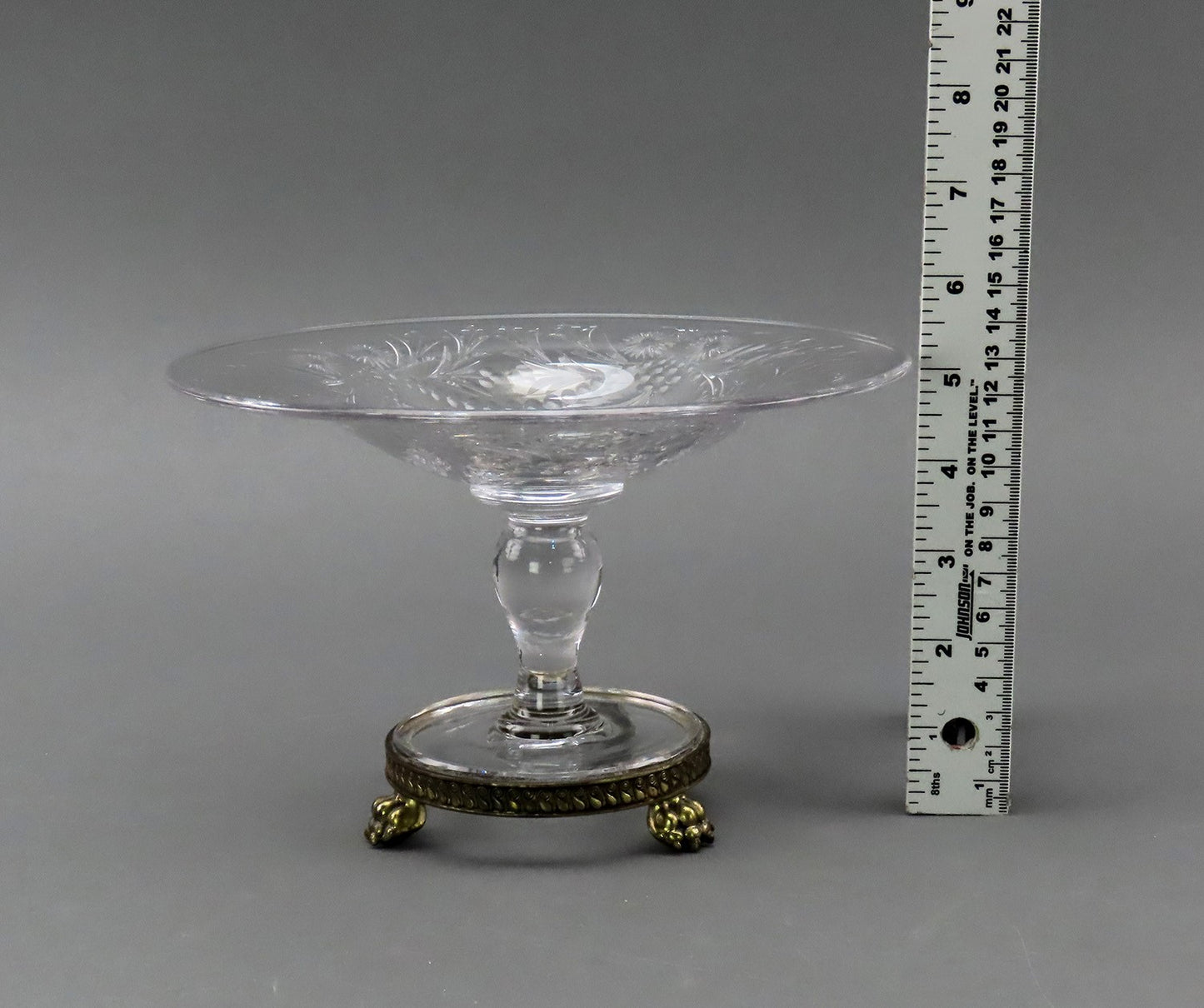 Stunning Pairpoint Glass Crystal Tazza Compote Hand-Cut Floral Pattern