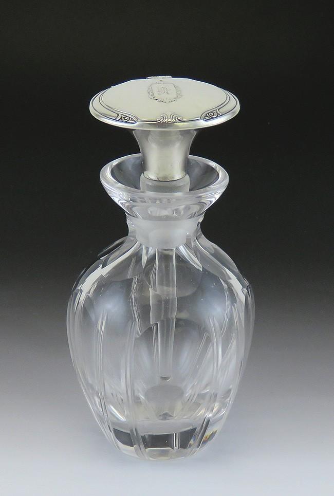 1920s American Glass Perfume Cologne Bottle w/ Dabber Sterling Top Webster