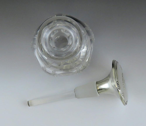 1920s American Glass Perfume Cologne Bottle w/ Dabber Sterling Top Webster