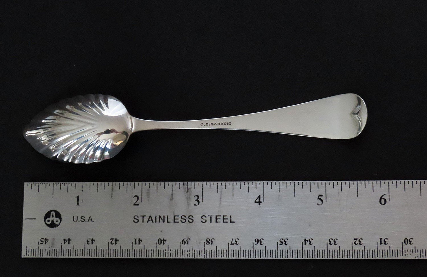 Set 12 c1830s American Coin Silver Engraved Dessert Ice Cream Spoons G Mono