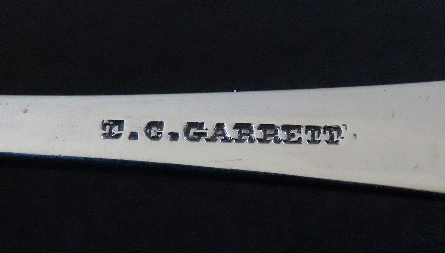 Set 12 c1830s American Coin Silver Engraved Dessert Ice Cream Spoons G Mono