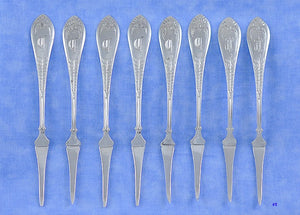 8 Antique c1873 Sterling Silver Gorham Palm Nut Seafood Picks