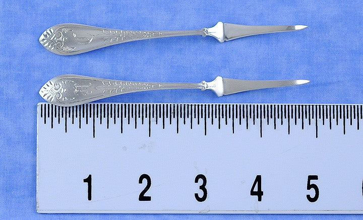 8 Antique c1873 Sterling Silver Gorham Palm Nut Seafood Picks