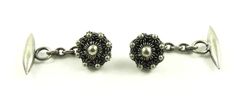 Antique c1925 Etruscan Revival Style Silver Cufflinks Cuffs