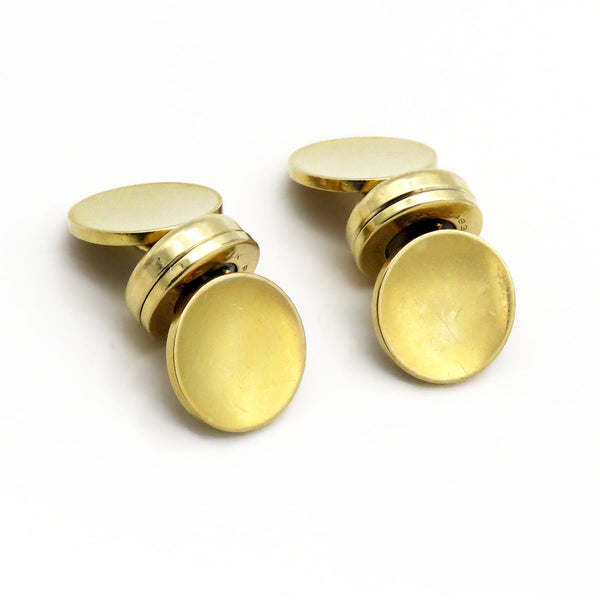 Pair Retro Vintage Avedon 14K Yellow Gold Circle Cufflinks NO MONO