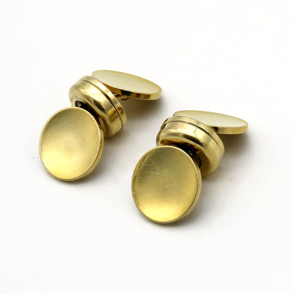 Pair Retro Vintage Avedon 14K Yellow Gold Circle Cufflinks NO MONO