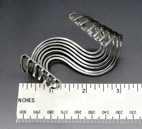 Artisan Handcrafted Mexican Sterling Silver Swirl Wave Cuff Bracelet