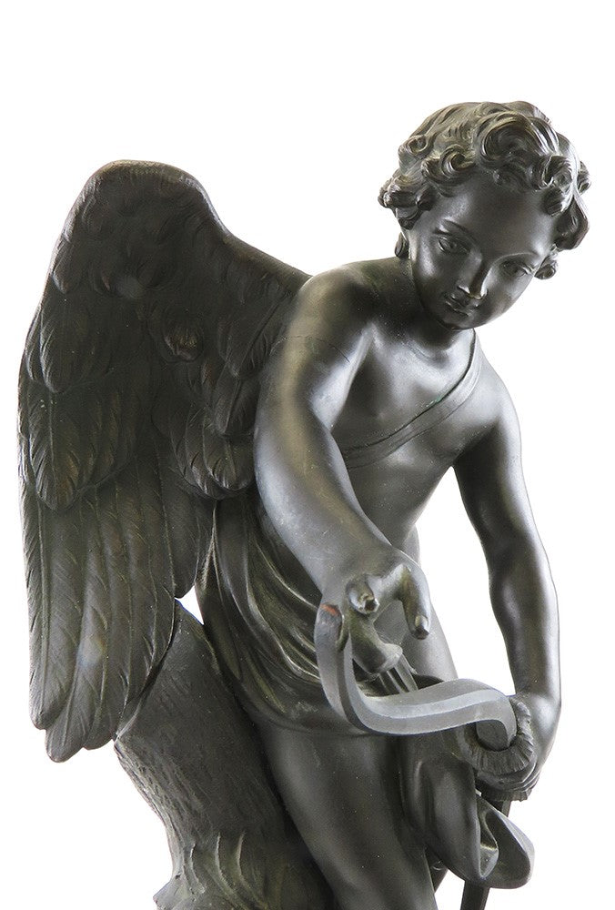 Impressive Mid/Late 1800s French Bronze Statue of Cupid Stringing His Bow
