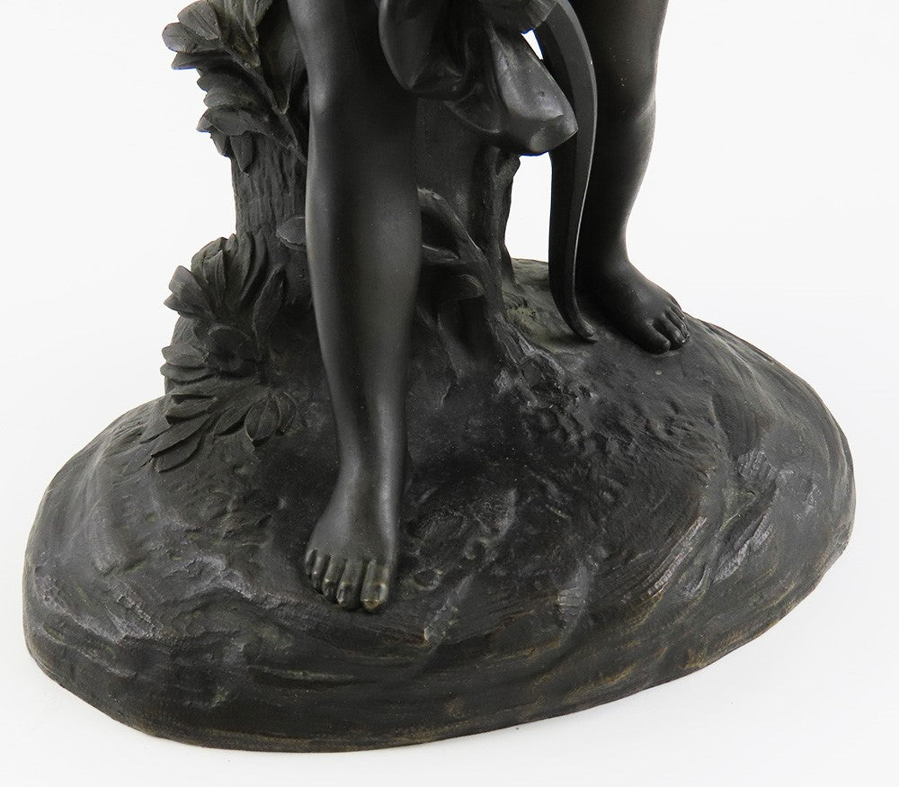 Impressive Mid/Late 1800s French Bronze Statue of Cupid Stringing His Bow