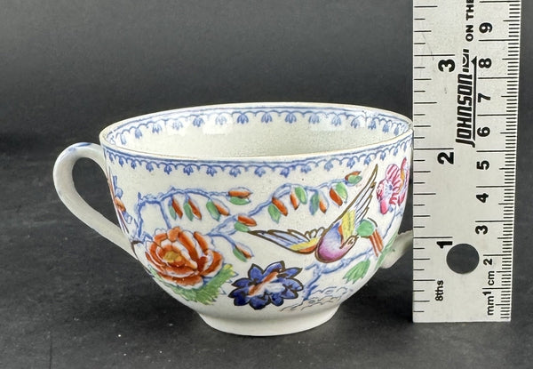 Set 10 Double Handle Bouillon Soup Bowls w Saucers Mason's Ironstone Flying Bird