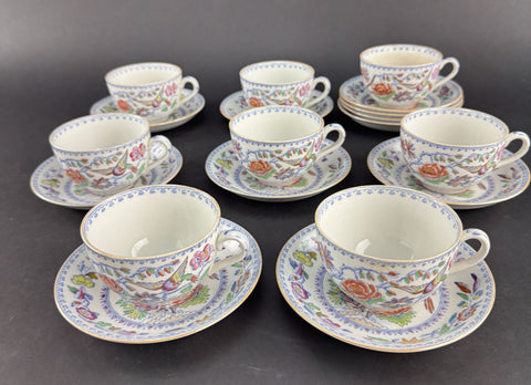 c1920s 8 Cups 11 Saucers Mason's Ironstone China Flying Bird Teacups Coffee Cups