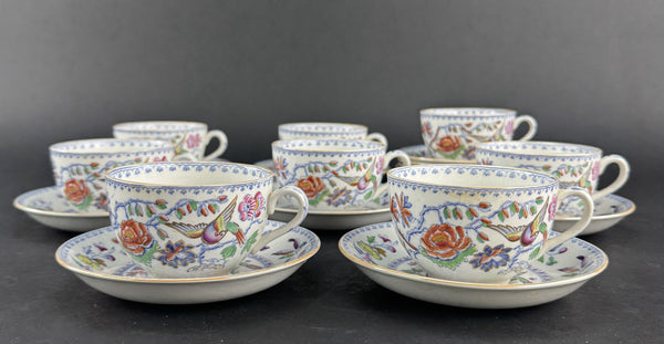 c1920s 8 Cups 11 Saucers Mason's Ironstone China Flying Bird Teacups Coffee Cups