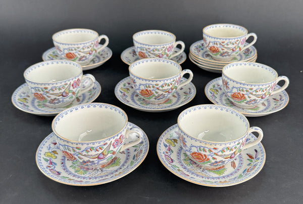 c1920s 8 Cups 11 Saucers Mason's Ironstone China Flying Bird Teacups Coffee Cups