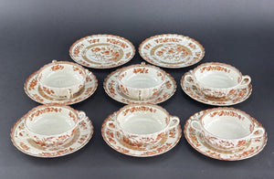 6 Old Copeland Spode India Tree 2 Handled Soups and Saucers