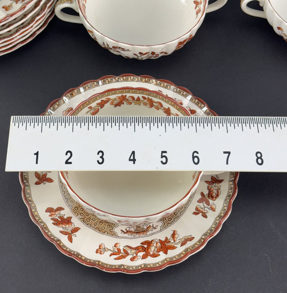 6 Old Copeland Spode India Tree 2 Handled Soups and Saucers