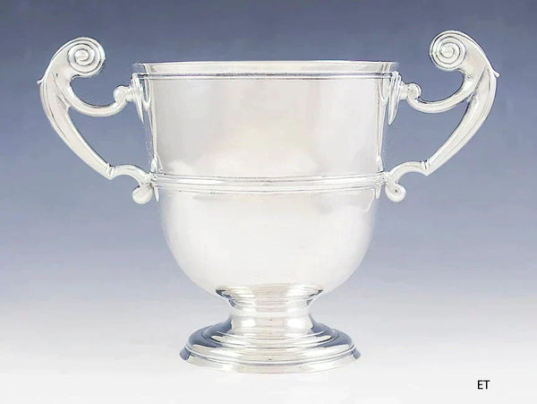 Antique c1740 Irish Sterling Silver 2 Handle Trophy Loving Cup 6 1/4"