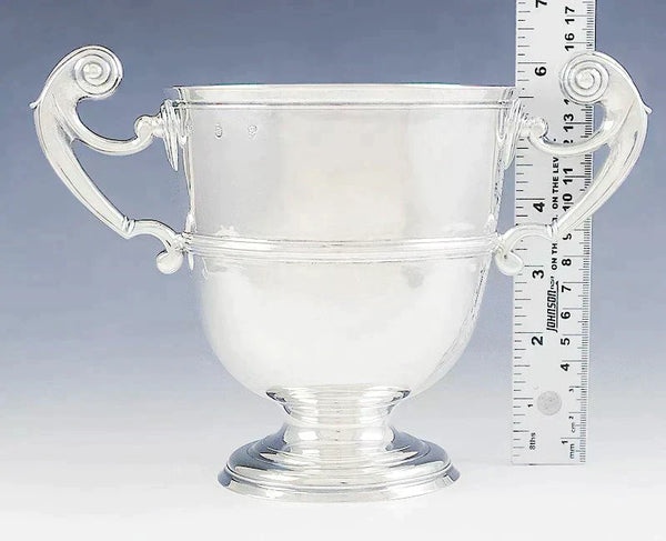 Antique c1740 Irish Sterling Silver 2 Handle Trophy Loving Cup 6 1/4"