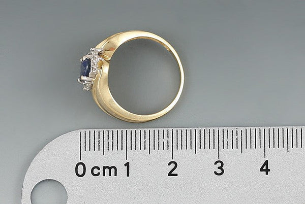 Lovely 14K Yellow Gold Diamond Blue Sapphire Ring Size 6