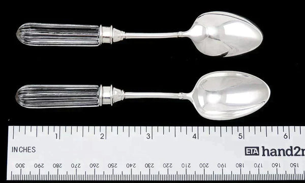 11 French Siecle Fidelio Crystal & Silver Plate Tea/Coffee Spoons 5 5/8”