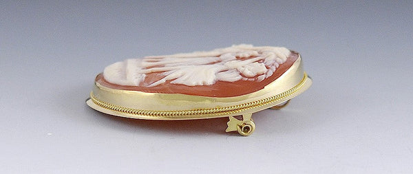 Italian Dancing Hours 18k Gold Hand Carved Cameo Brooch Pin Pendant