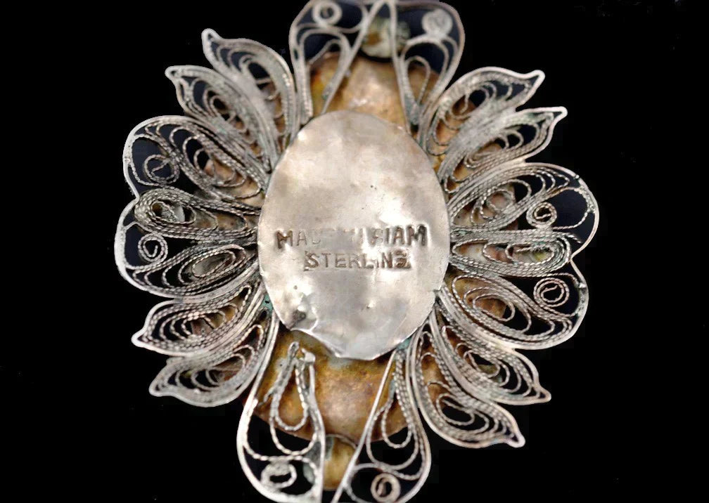 Fabulous Sterling Silver and Niello Necklace w/ Pendant Dancing Figure 1930-1960