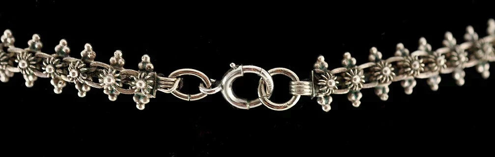 Fabulous Sterling Silver and Niello Necklace w/ Pendant Dancing Figure 1930-1960