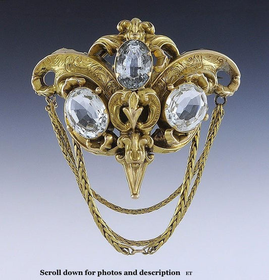 Lovely Victorian 14k Gold Aquamarine Brooch/Pendant