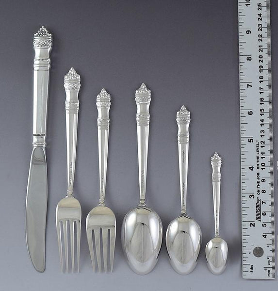 35pc Towle Danish Baroque Sterling Silver Flatware Silverware Service Set