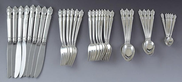 35pc Towle Danish Baroque Sterling Silver Flatware Silverware Service Set