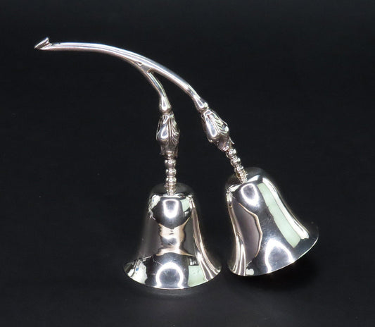 Vintage Mexican Sterling Silver F Ramirez Bell Pair Squash Blossom Style 5" Tall