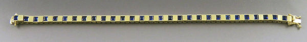 Vintage 10K Yellow Gold Synthetic Sapphire Art Deco Geometric Style Bracelet