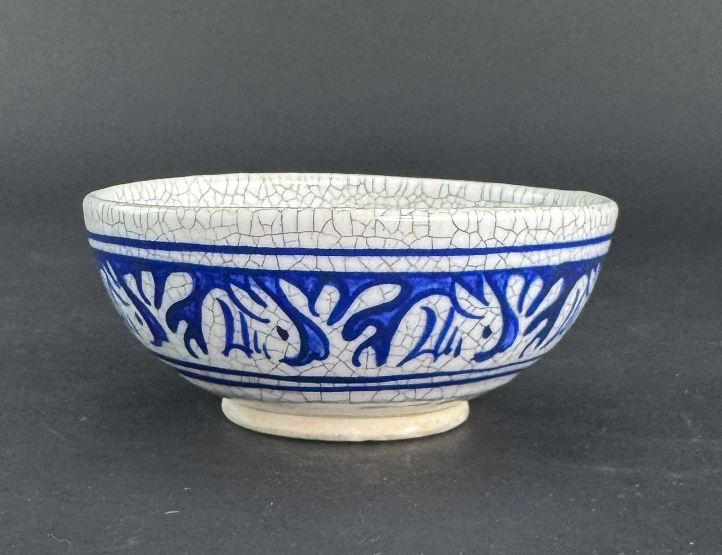Excellent Antique Signed Dedham Pottery Rabbit Crackle Glaze Bowl 4.5"