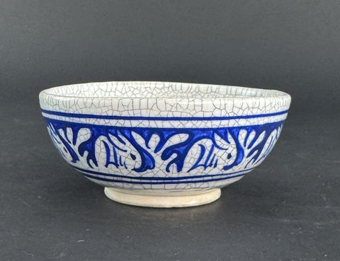 Excellent Antique Signed Dedham Pottery Rabbit Crackle Glaze Bowl 4.5"