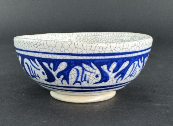 Excellent Antique Signed Dedham Pottery Rabbit Crackle Glaze Bowl 4.5"