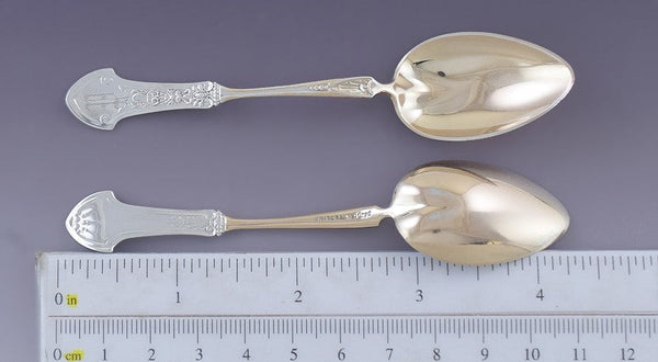 6 Gorham Gold Sterling Silver Corinthian Demitasse Spoons P Mono