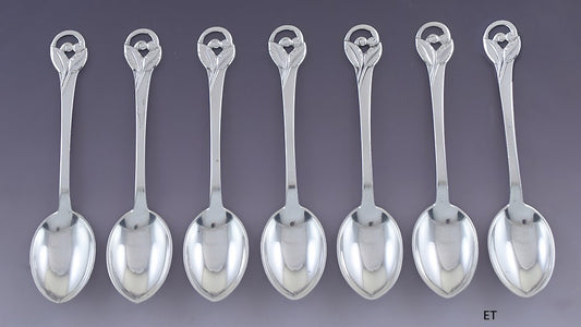 Great set 7 Danish Sterling Silver Demitasse Spoons
