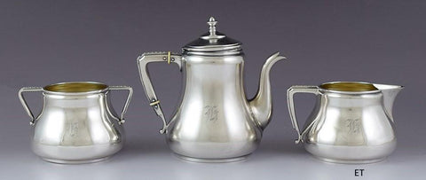 Antique c1877 Fantastic American Sterling Silver 3pc Bachelor Demitasse Tea Set