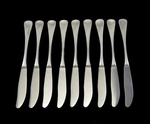 9 Vintage Sterling Silver Danish Sorensen Patricia Art Moderne Knives 8 3/4"