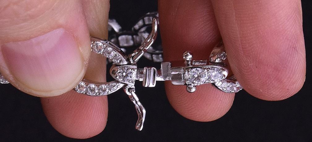 Stunning Sterling Silver and White Rhinestone Bracelet w/ Safety Clasp, China