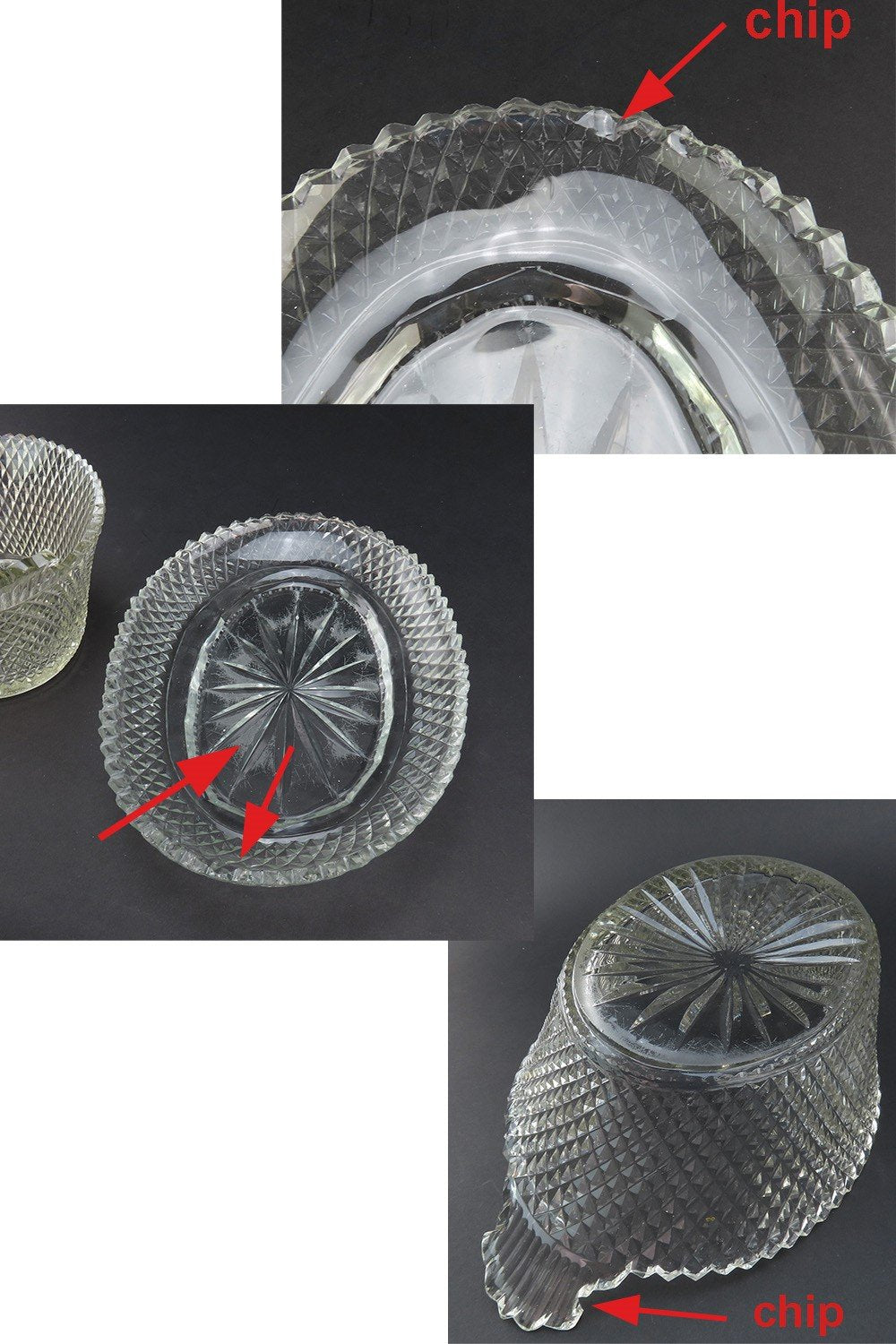 Late 1700s/early 1800s Anglo Irish Cut Glass Oval Bowl Basket w Underplate