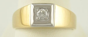 Handsome 14k Yellow Gold and Genuine Modern Brilliant Cut Diamond Ring Size 8.75